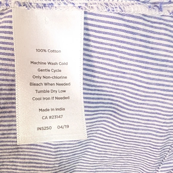 Talbots Blue Whit Stripe Cotton Pintuck Tank Top - Picture 4 of 6